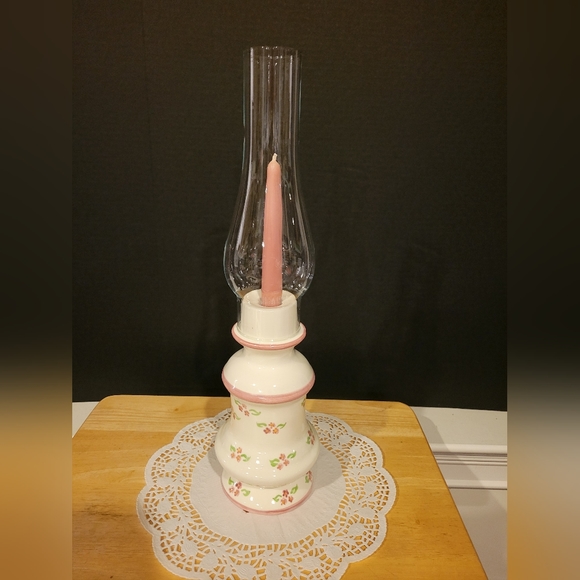 Vintage Ceramic Candle Hurricane Lamp - Picture 1 of 6
